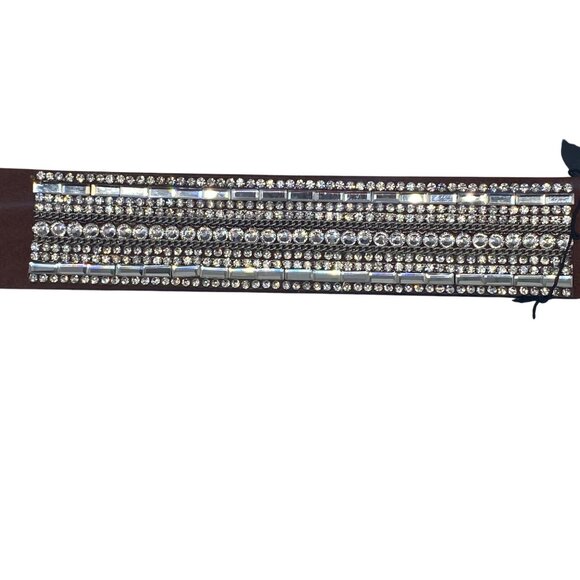 Paparazzi Jewelry Rebel Radiance Brown Fold Over Snap Bracelet Rhinestone Stud - Picture 6 of 9